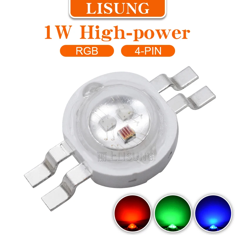 

LISUNG 3*1 Вт RGB чип высокой мощности 4 контакта 4 ножки Чип Прожектор Точечный светильник Светодиодные сценические цветные бусины источника светильник