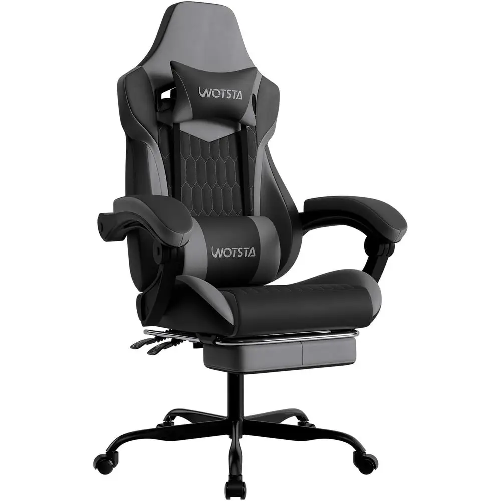Ergonomic High-Back Gaming Chair with Adjustable Lumbar Support and Reclining Feature in Black/Grey