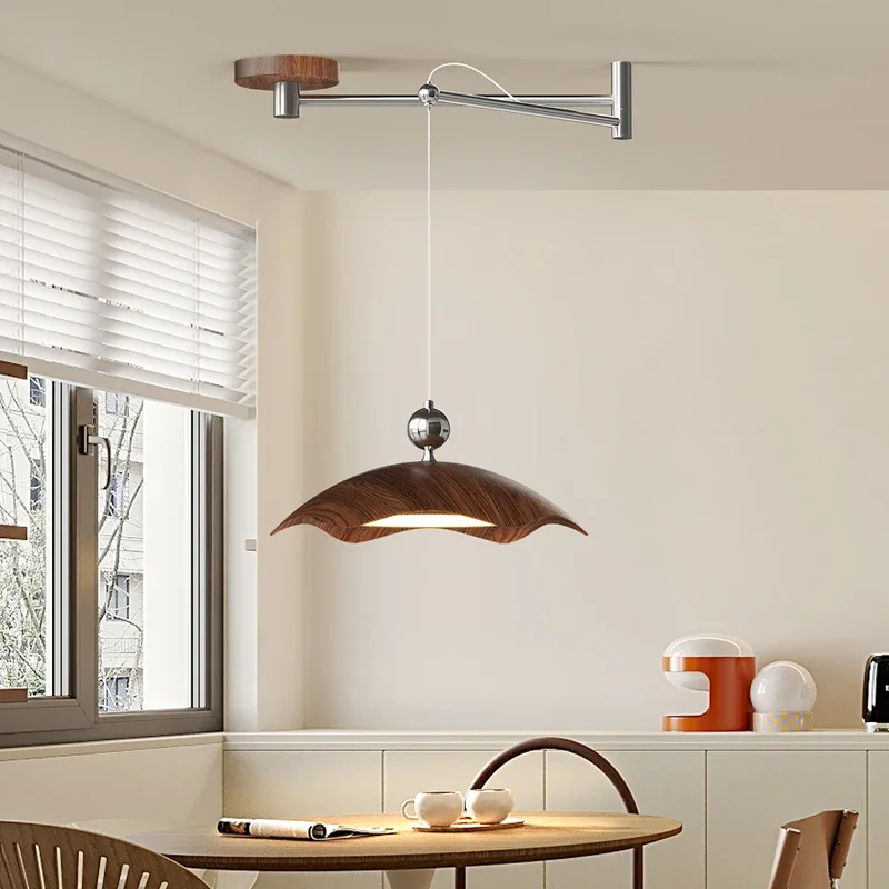 

Vintage Wabi Sabi Wooden Pendant Lamp Art LED Hanging Light for Dining Room Villa Parlor Loft Coffee Bar Home Interior Decor