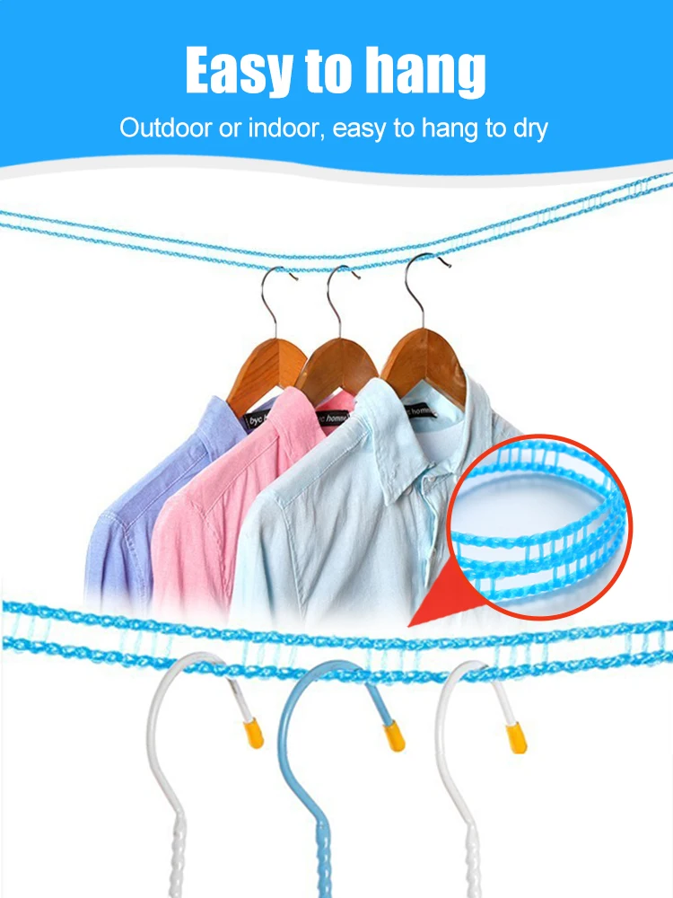 5/8/10m Windproof Non-Slip Clothesline Fence-type Clothesline Outdoor Folding Clothes Travel Business Extendable Clothes Line