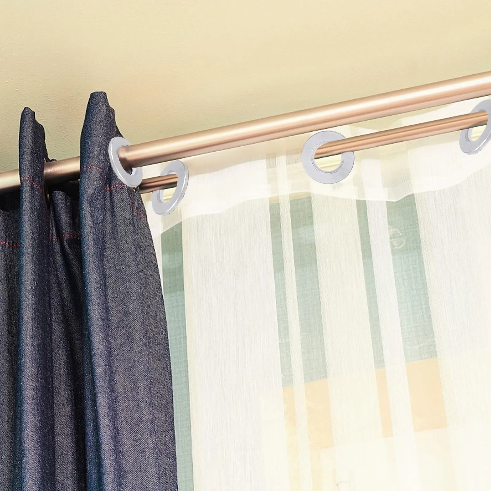 

50Pcs Curtain Hanging Rings Strong Load Bearing Safe Edge Design Fits Multiple Curtain Types Washable Home Store Homestay