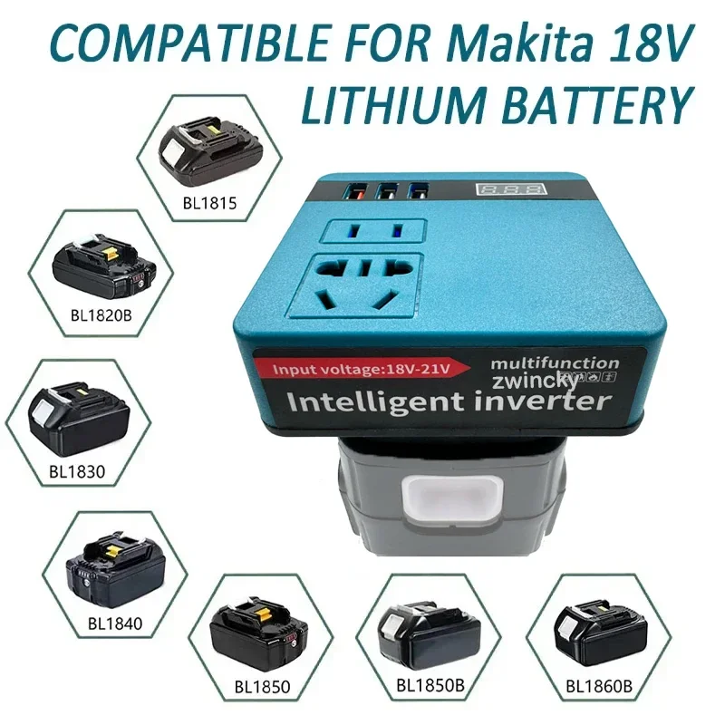 Inversor de Energia para Bateria Makita Inversor de Alimentação Adaptador para Eletrodomésticos 18v a 220v 120w dc
