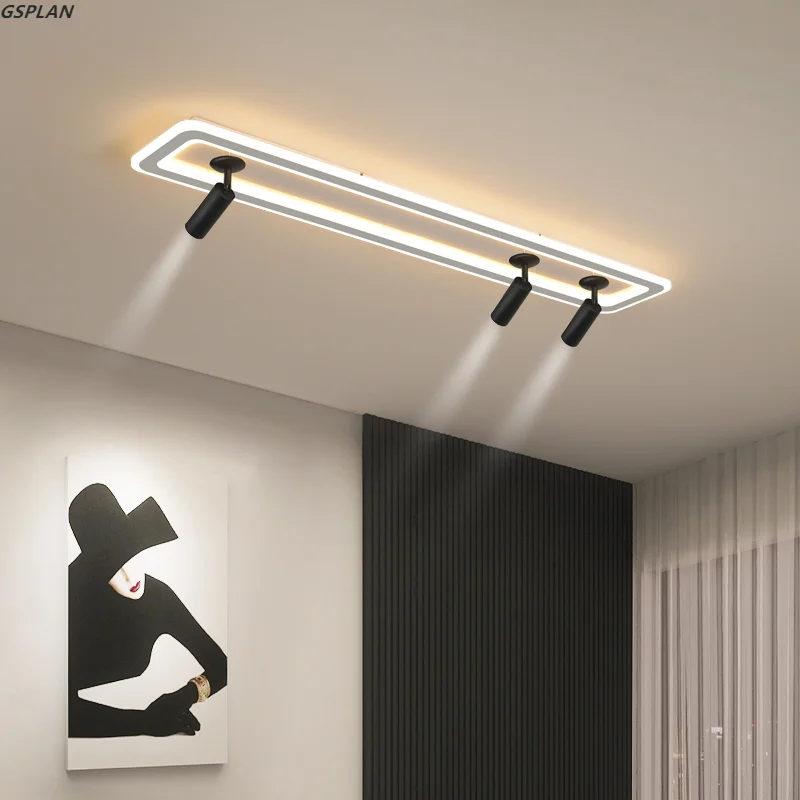 Luz Moderna Para Sala De Estar, Corredor, Sala De Jantar, Quarto, Escritório, Simples, Acabamento Dourado Preto, Iluminação De Teto, Controlo Remoto