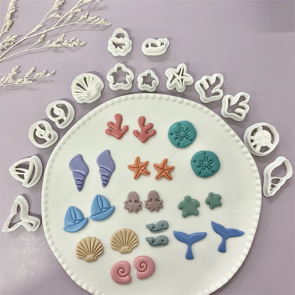 Oktopus/Wal/Schildkröte/Koralle/Seestern/Fischschwanz/Muschel/Muschelform Ozean Tier Tonschneider Sommer Strand Schneidform für Ohrringe – Detail 5