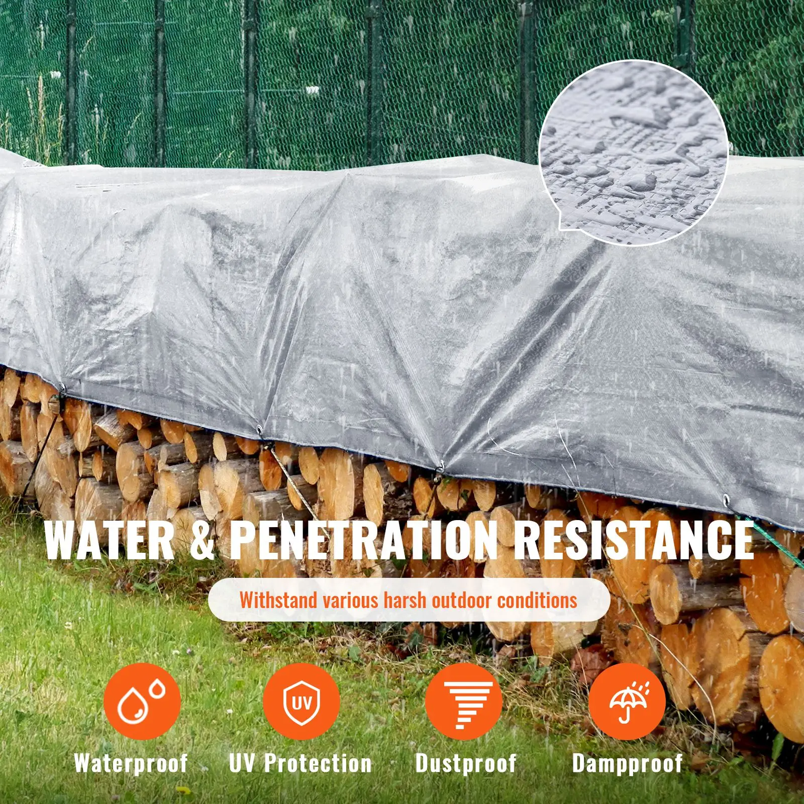 Tarp Waterproof 16x20 ft, Plastic Poly Tarp Cover 10 Mil, Multi Purpose Tear UV and Temperature Resistant Outdoor Tarpaulin with