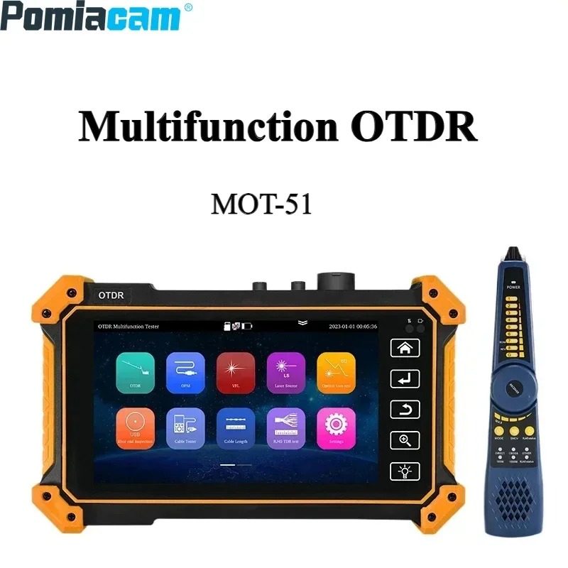 MOT-51 5.55 Inch Oled Touch Screen OTDR with 1310/1550/1610nm Wavelengths for Network Diagnostics  Fiber and Cable Tester Device