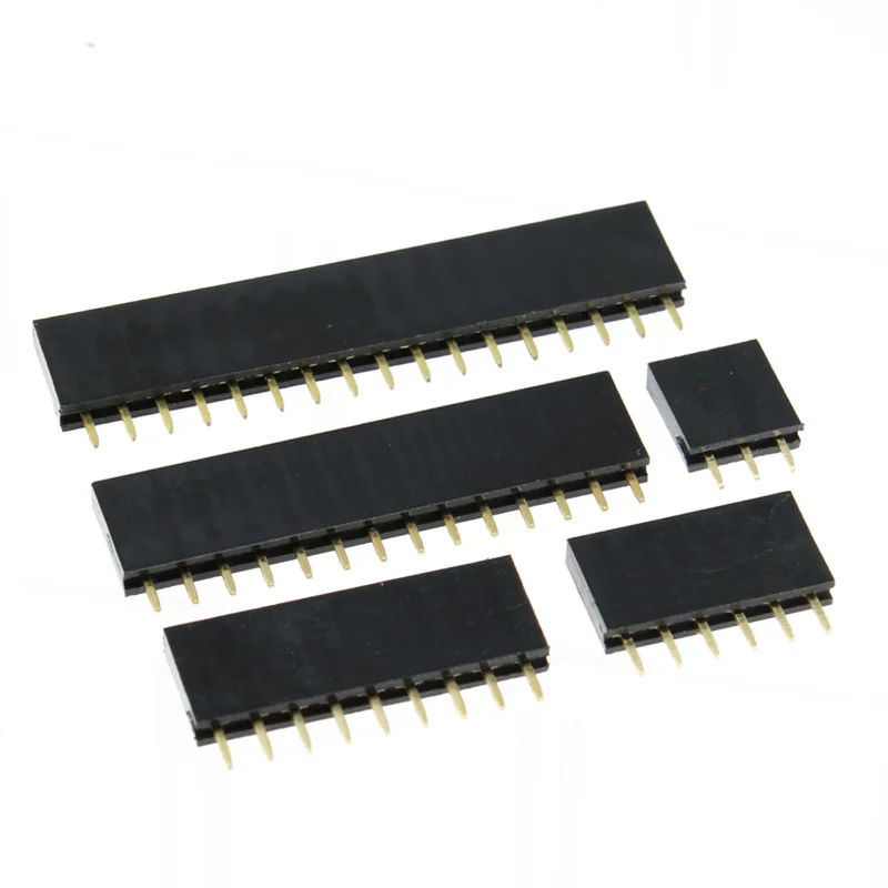 10pcs 2.54mm Pitch Black Single Row Female 2~40P PCB socket Board Pin Header Connector Strip Pinheader 2/3/4/6/10/12/16/20/40Pin