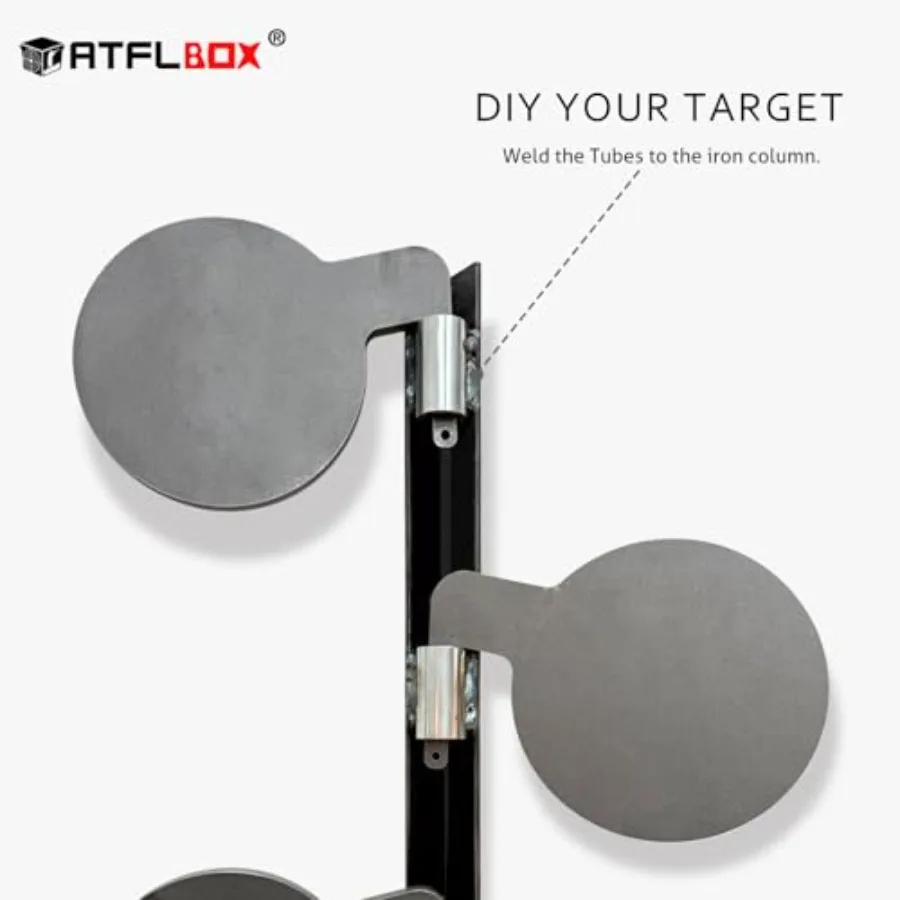 6 Pcs AR500 3 8'' Thick Steel Dueling Tree Targets with 6'' Swing Paddles for Outdoor Shooting Range Durable DIY Metal Target S