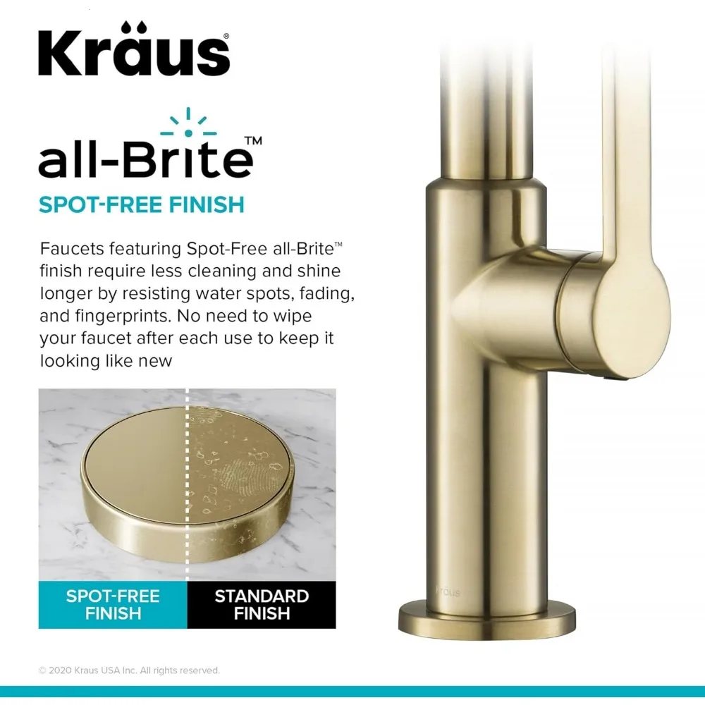 Kraus Oletto Single Lever Pull-Down Kitchen Faucet in Spotless Antique Champagne Bronze, Model KPF-2820SFACB