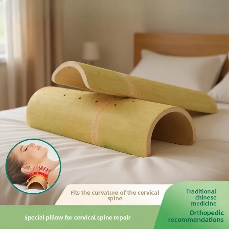 

Hard Natural Bamboo Cylindrical Pillow Cervical Traction Neck Forward Posture Correction Curve Recovery Cushion