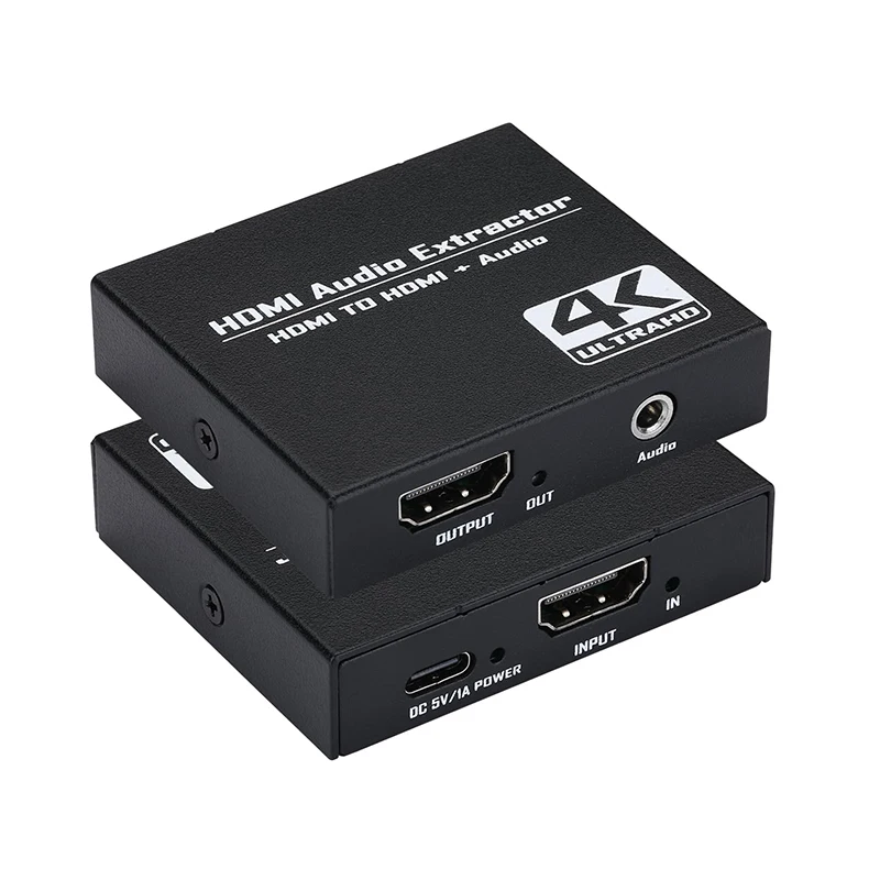 4K@30Hz HDMI Audio Extractor Splitter HDMI to HDMI with 3.5mm AUX Stereo Audio out Adapter for TV-Box PS4 Switch Blu-Ray Player