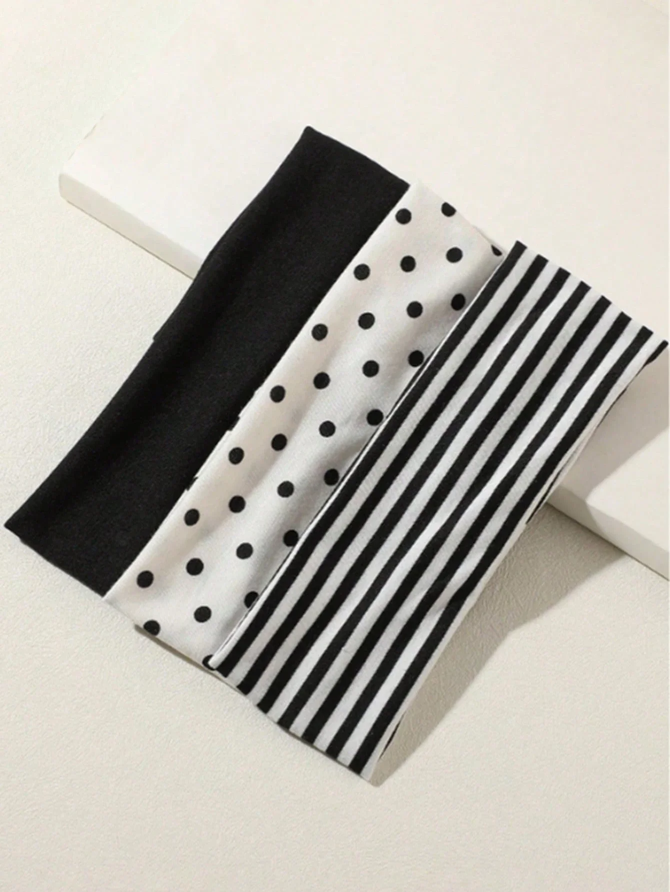 

3 шт. черно-белые эластичные повязки на голову в горошек и полоску для женщин, аксессуары для волос