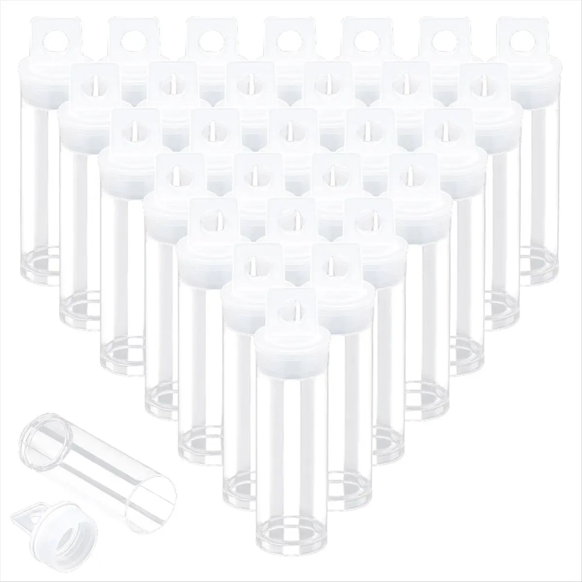 A74U 30pcs Clear Tube Bead Containers, Plastic Storage Tubes with Caps Organizers Bottle Container Set for Beads, Bath Salt
