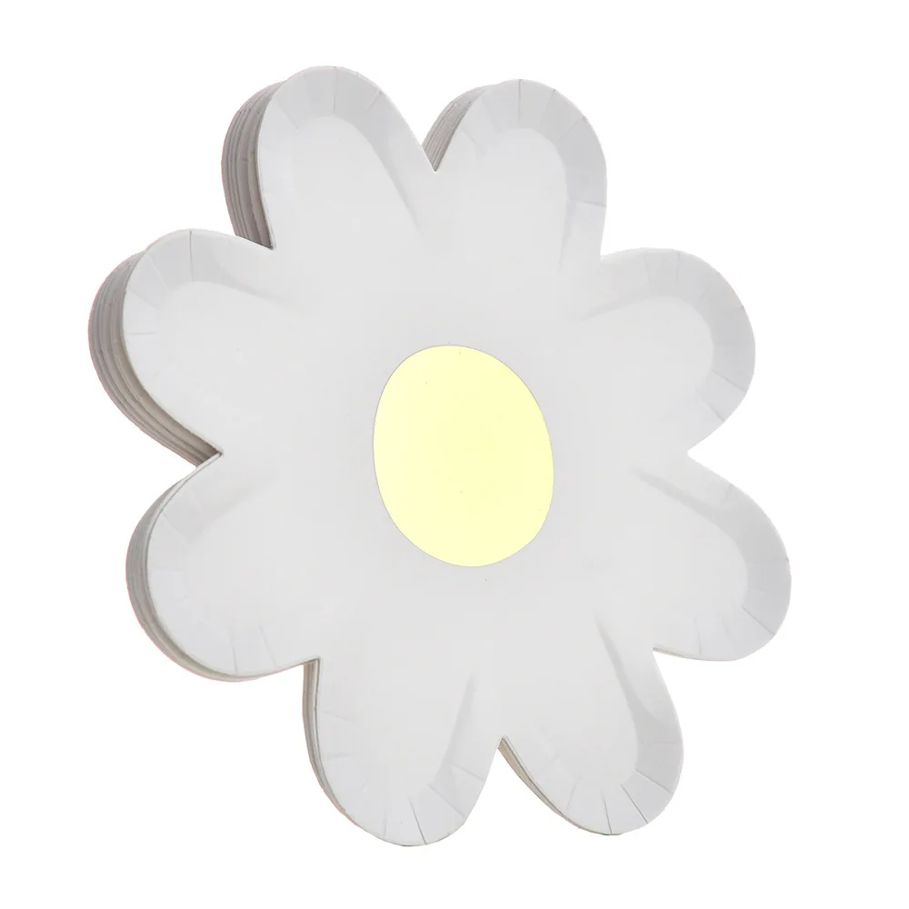 Small Daisy Picnic Tableware Disposable Flower Dinner Plate Decorative Cake Tray For Children's Birthday Party