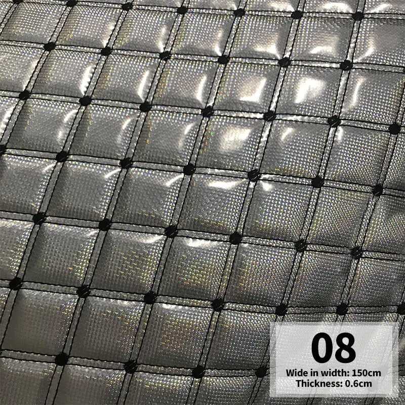 100x150cm Stage Performance Clothing Fabric Thick Quilted Laser Faux Leather Fabric Diamond Embroidered Car Upholstery Trim