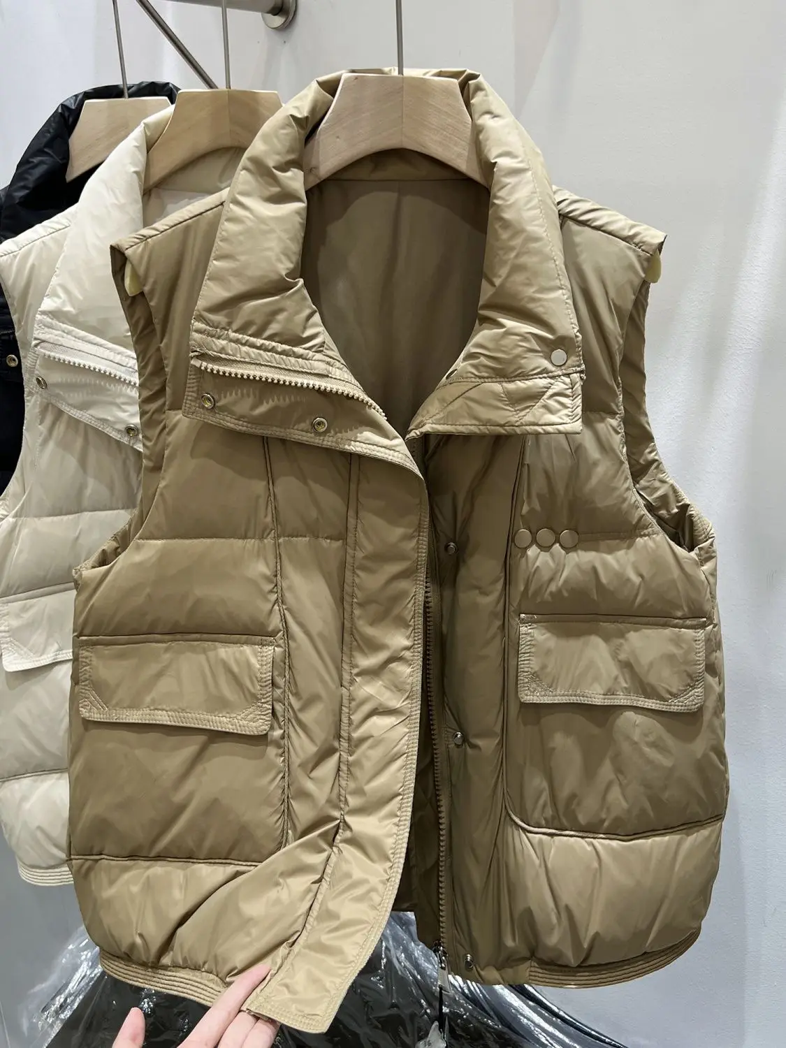 Fashion down cotton vest women's shoulder 2023 autumn and winter new item stand collar loose vest jacket