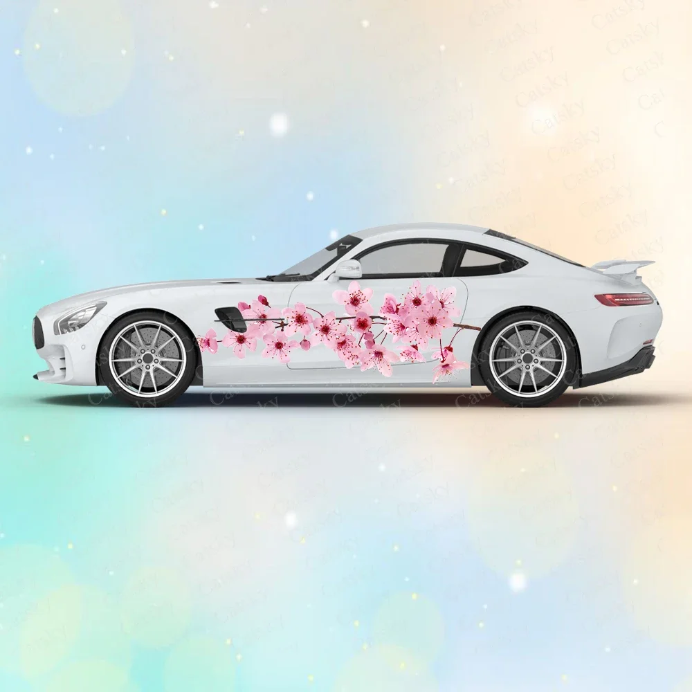 

Pink Cherry Blossoms Flower Car Side Door Back Sticker Car Accessories Decal Universal Fashion Design Vinyl Stickers Decal Decor