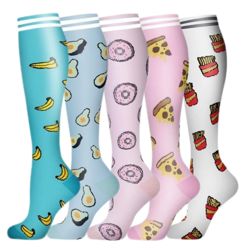 

5 Pairs Compression Socks Men Women Knee High Socks 20-30 MmHg Fit Medical Edema Diabetes Varicose Veins Running Compression Sox