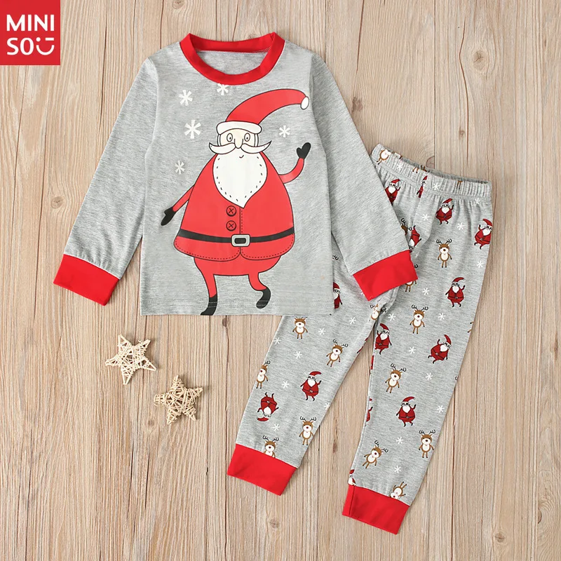 Conjunto de disfraz de Papá Noel para niños de 2 piezas, camisa de manga larga y pantalones