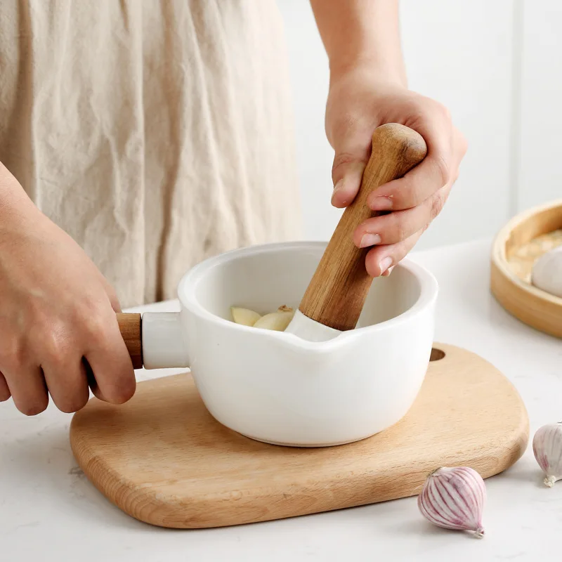 

Ceramics Pounding Jar Stone Bowl Masher Mortar Grinder Stick Puree Pepper Home Manual Pounding Garlic Mortar Kitchen Acceesories