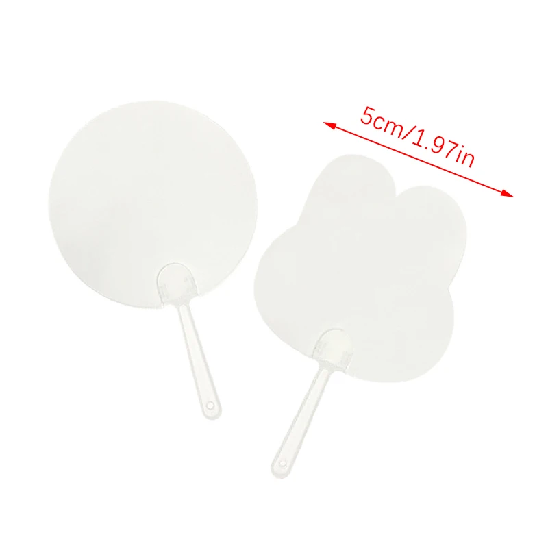 50Pcs 5cm Cute Mini Transparent Blank Fan Child Kids DIY Art Fan crafts Transparent