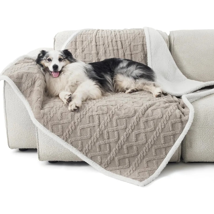 Bedsure مقاوم للماء الكلب البطانيات للكلاب الكبيرة بطانية حيوانات أليفة للأريكة حامي قابل للغسل الجاكار المرجان الصوف القط رمي بطانية