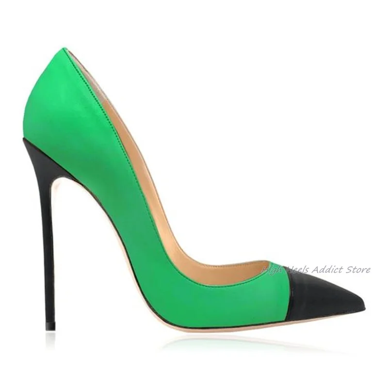 Sexy Mixed Colors Pumps Women Pointed Toe Shallow Stilettos Leather High Heels 2024 Designer Big Size Party Office Dress Shoes