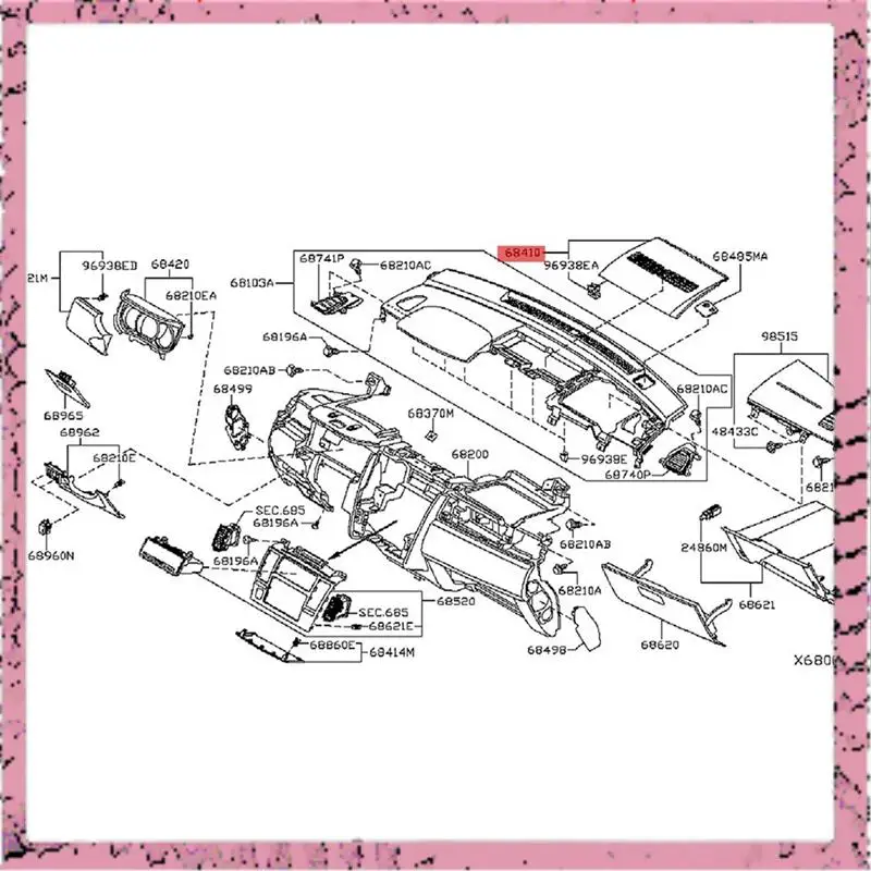

A30M-Car Dashboard Air Conditioning Outlet Panel Assy 68414-EL00A For Nissan Tiida 2004-2011 Center A/C Air Vent Trim Cover Dura