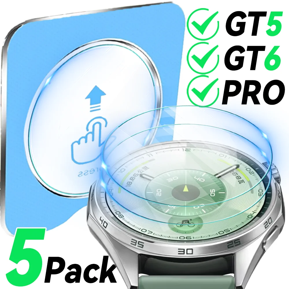 

5/1Pack for Huawei GT6 5 Pro HD Tempered Glass Easy Install Screen Protector Protective Films for Huawei Watch GT 6 5 41mm 46mm