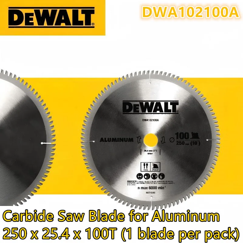 

DEWALT DWA102100A 250x25.4мм 100T Твердосплавное пильное полотно, быстрые и чистые резы по алюминию - Прочный инструментальный аксессуар
