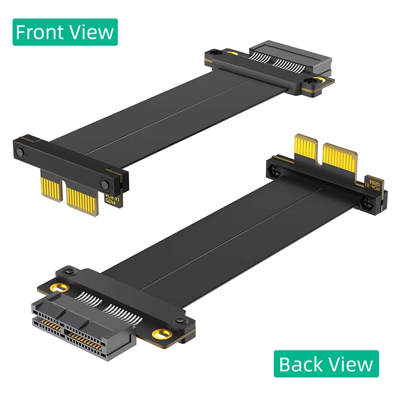 PCIE4.0 X1 to X1 Riser Cable Goldfinger 90Degree Right Angle High-Speed PCIE Express 4.0 1X Extension Cable Extender for Desktop