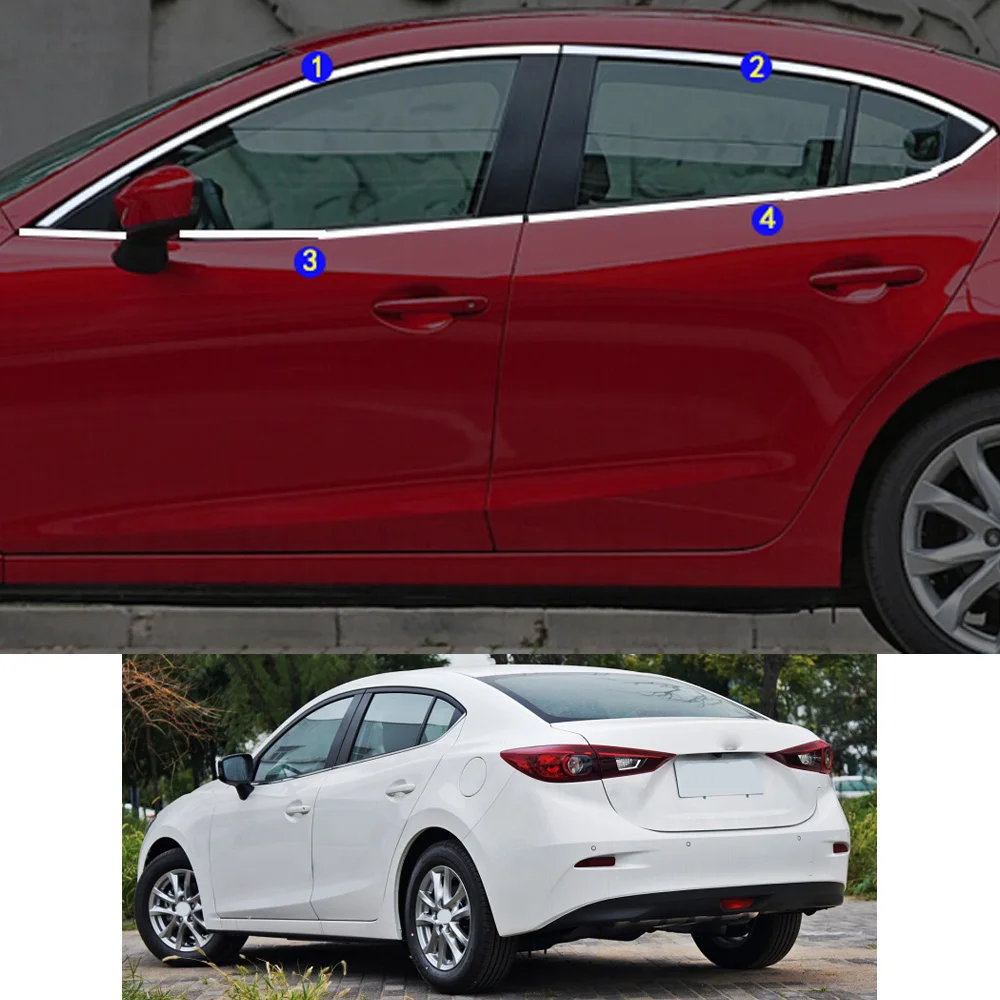 

For Mazda 3 Mazda3/Axela 2014 2015 2016 2017 2018 2019 Car Sticker Garnish Pillar Window Middle Strip Trim Frame Hoods
