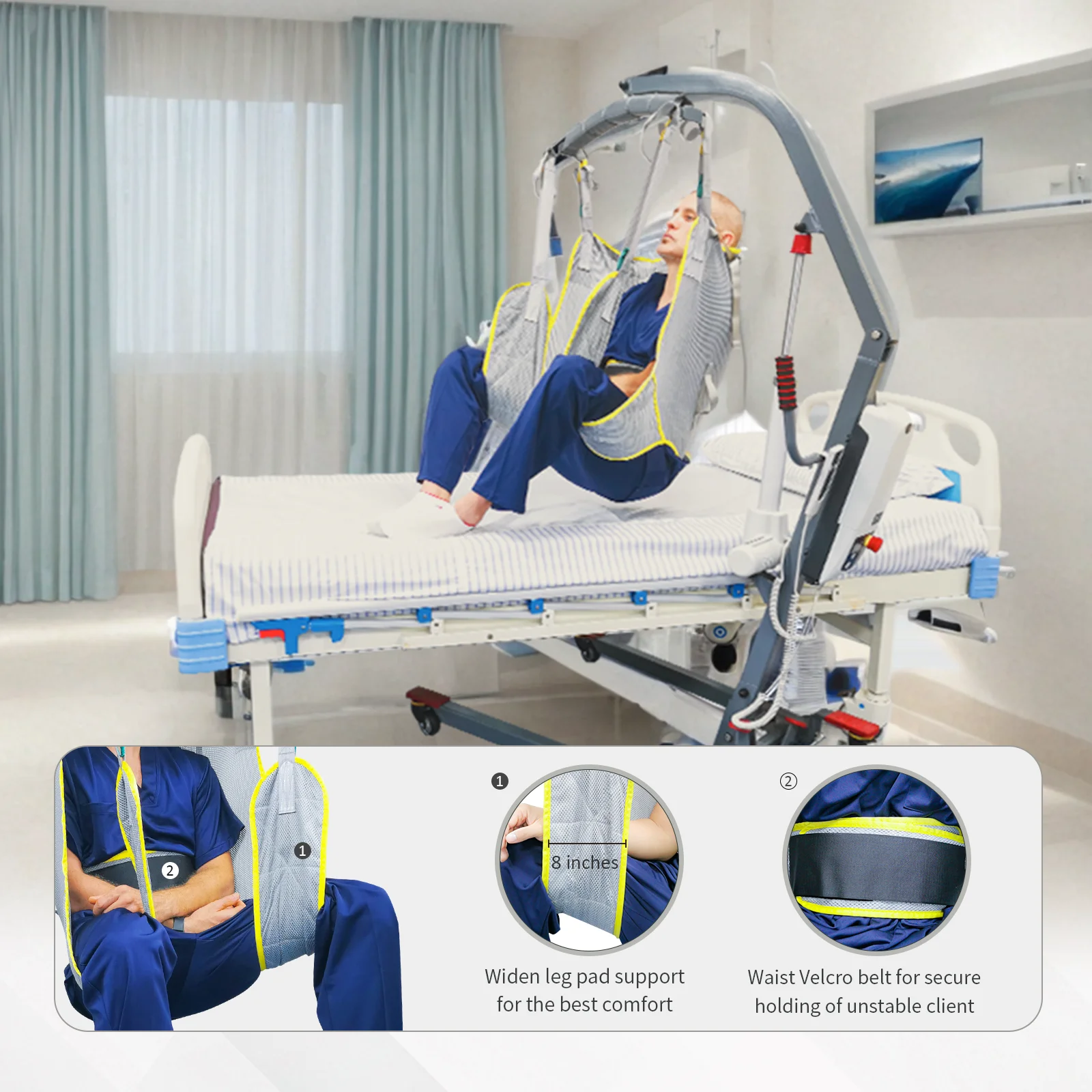 Ehucon 230kg Hygiene Lift Sling,Universal Toileting Mesh Harness for Patient Transfer,Breathable Hoyer Hoist Assist Sling