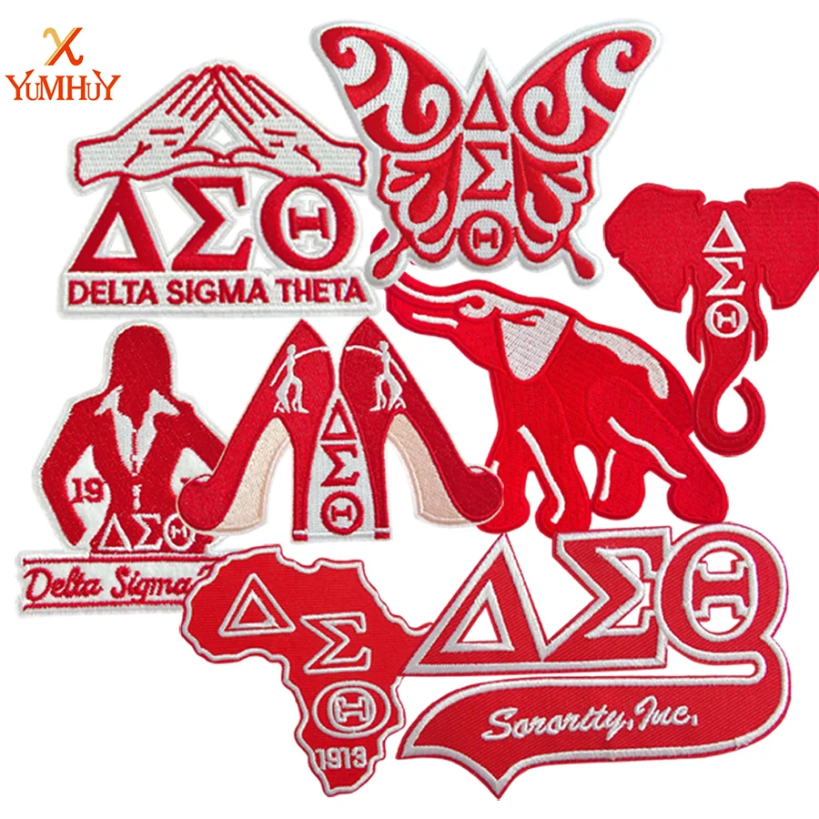 Customizable Greek Letter Embroidery Patches for Clothes and Bags - Delta Sigma/Alpha Fioma Cultural Symbol Patches