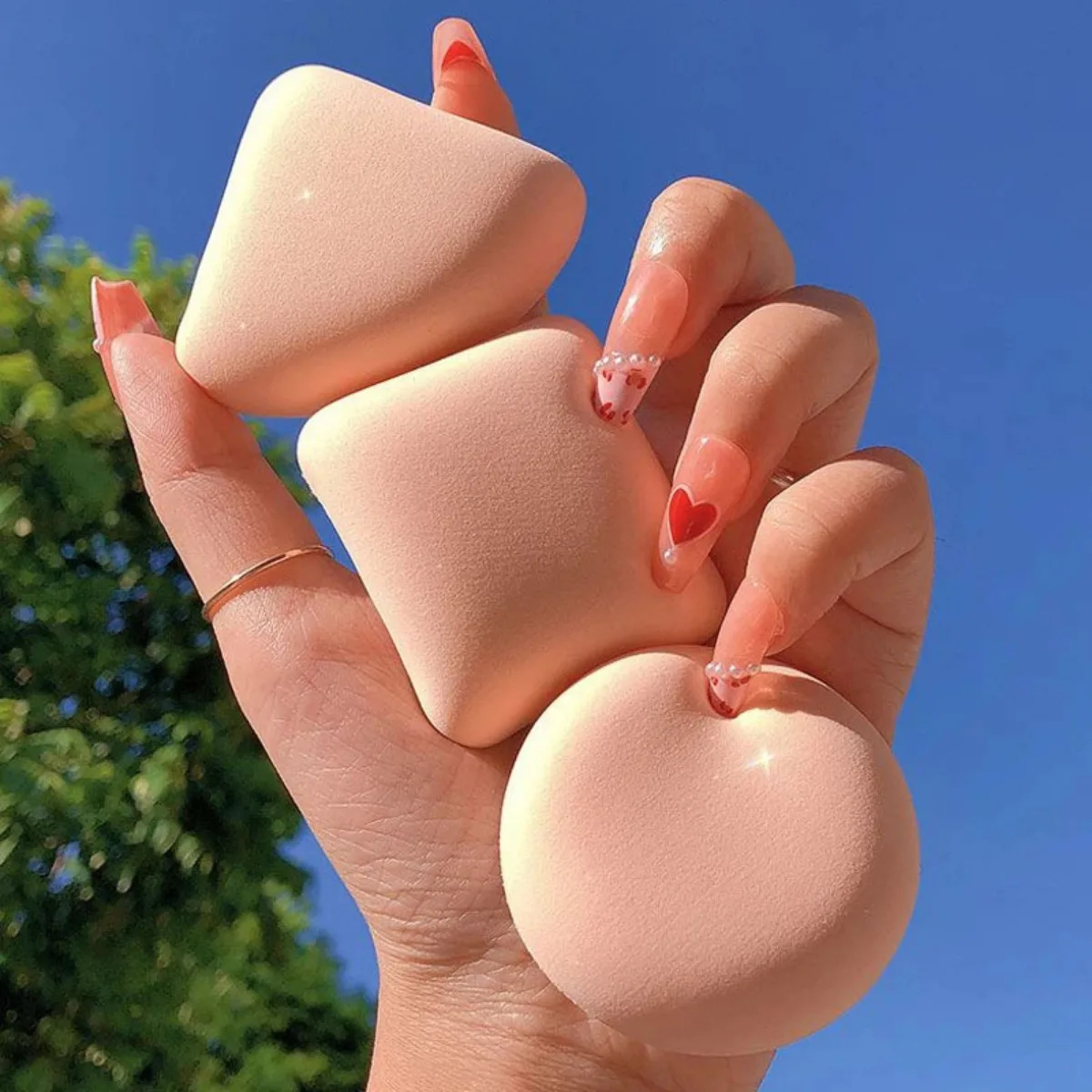 3Pcs/Set Makeup Sponge Soft Leather Air Cushion Foundation Cosmetic Puff Wet Dry Use Makeup Cotton Make Up Puff Set Makup Tools