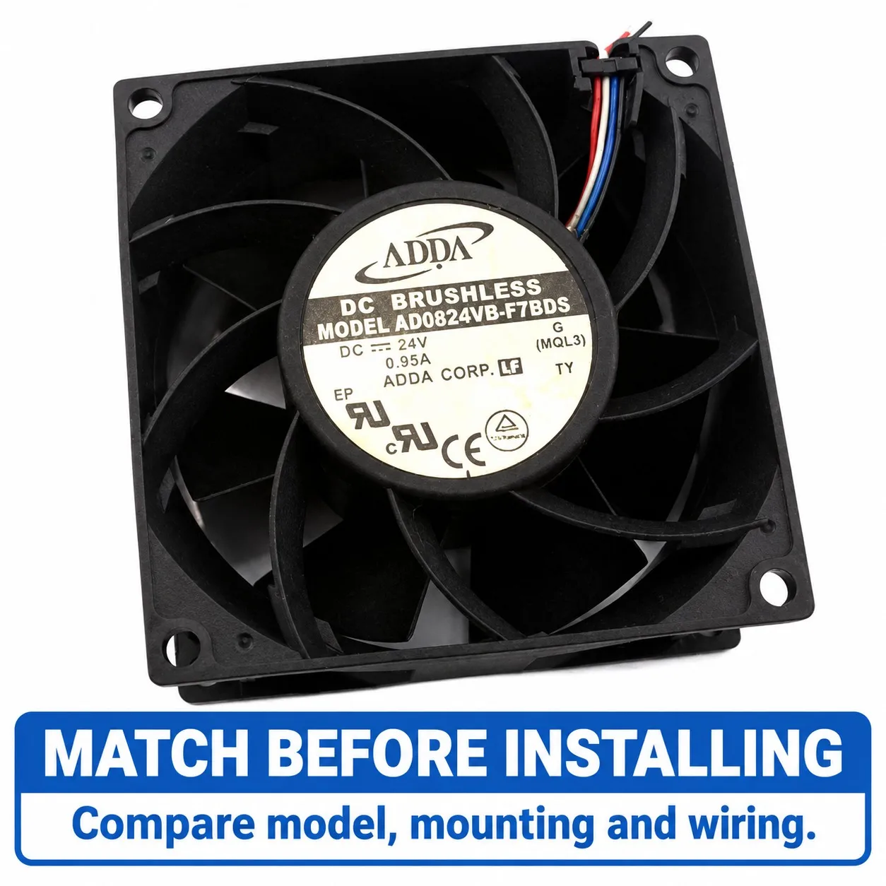 AD0824VB-F7BDS Cooling Fan 80x80x38mm 8038 24V 0.95A 6200RPM PWM Tachometer Dual Ball Bearing for ADDA