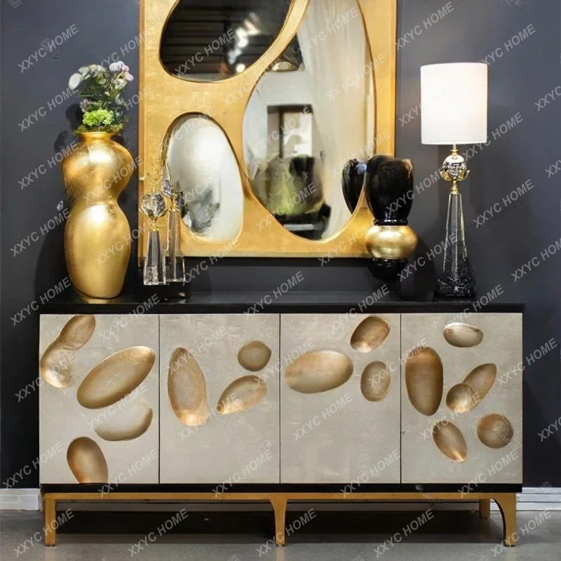 

Q light luxury dining side cabinet modern villa living room wall locker