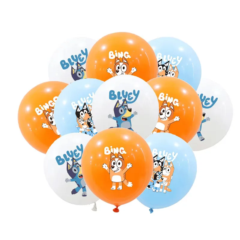 10 pièces 12 pouces Bluey chien ballons en Latex ensemble bleu Bingo chien famille fête d'anniversaire enfants jouets dessin animé ballons bébé douche Globos
