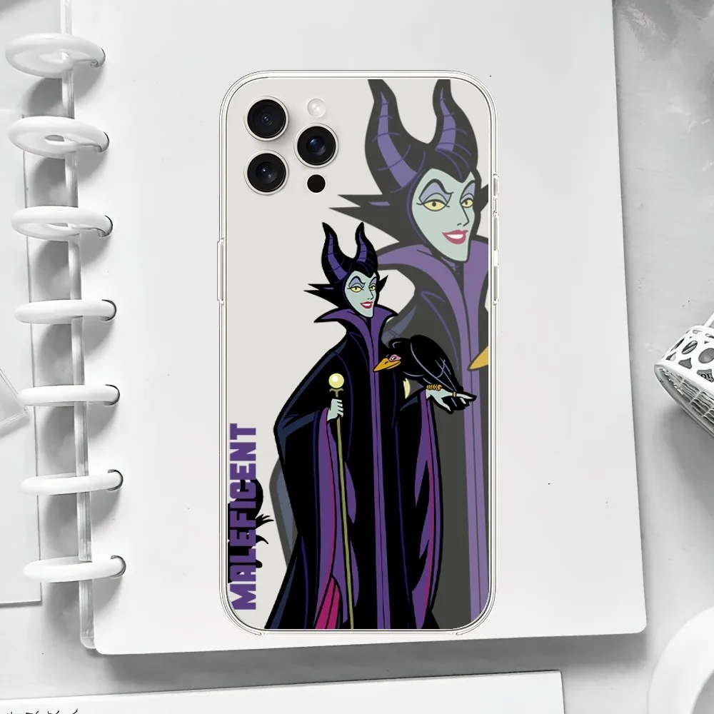 MINISO Disney Villains Maleficent Cool Phone Case For iPhone 11 13 Mini 16 15 14 12 Pro XS Max Plus Transparent Shell