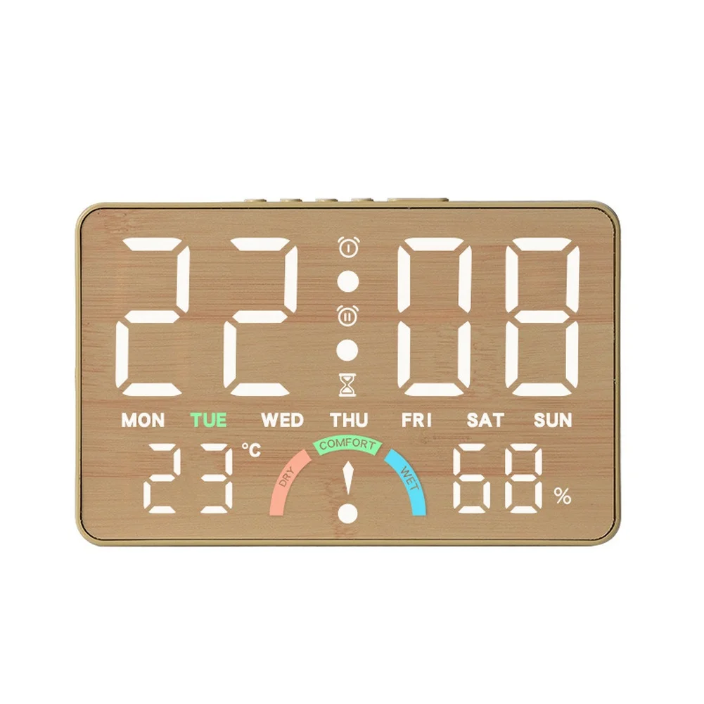 Humidity Monitor Display LED Digital Clock For Effortless Reading Yellow Clear LED Screen Dual Mounting Design