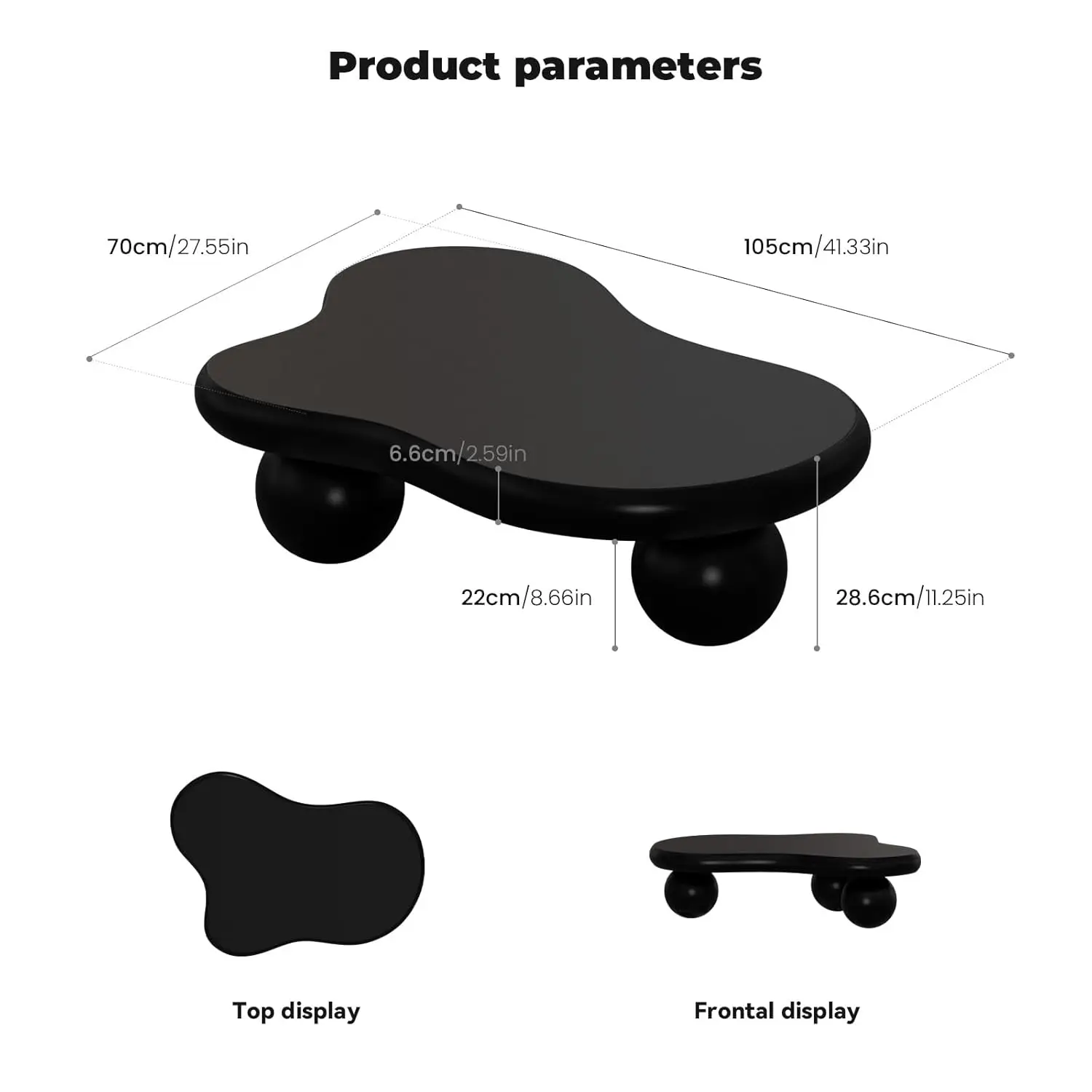 Black Cloud Coffee Table Modern Unique Coffee Table For Living Room Irregular Asymmetrical Center Table For Farmhouse