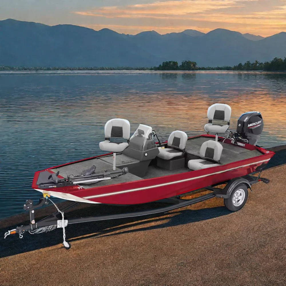 2025 High Quality Aluminum Hull Bass Fishing Boat With Big Storage Space Rowing Skiff And Outboard Motors