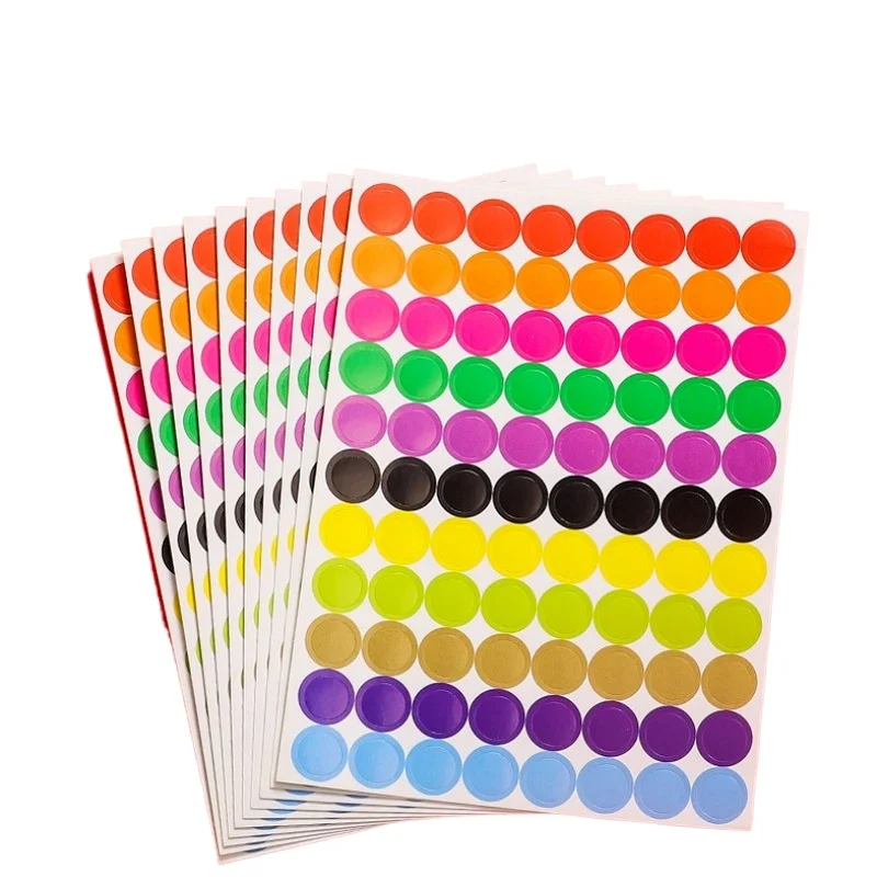 10sheets/pc Dots Stationery Stickers Children Reward Stikers Paper Labels Coloured Round Decor Stickers Adhesive Package Label