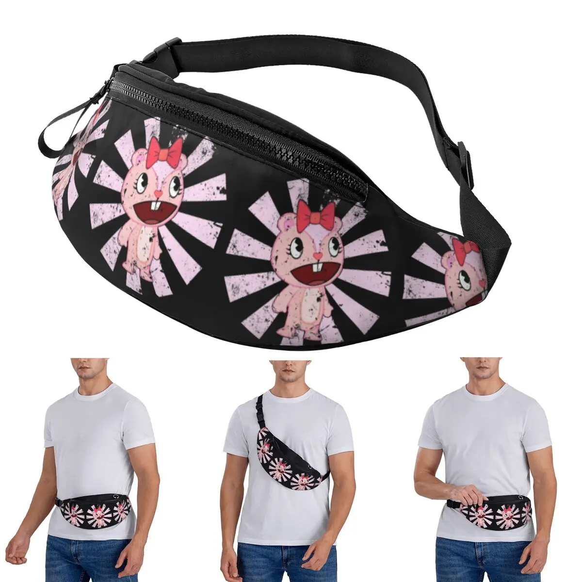 

Crossbody Waist Bag Giggles Japanese Happy Tree Friends Men Women Fanny Pack Travel Running Money Phone Pouch