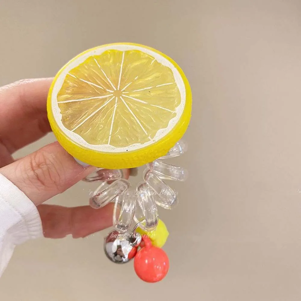 Gumki do włosów w kształcie cytryny, owocowej cytryny, koreańskie gumki do włosów typu \"drut telefoniczny\", letnie gumki do włosów, gumki do włosów, opaski do włosów.