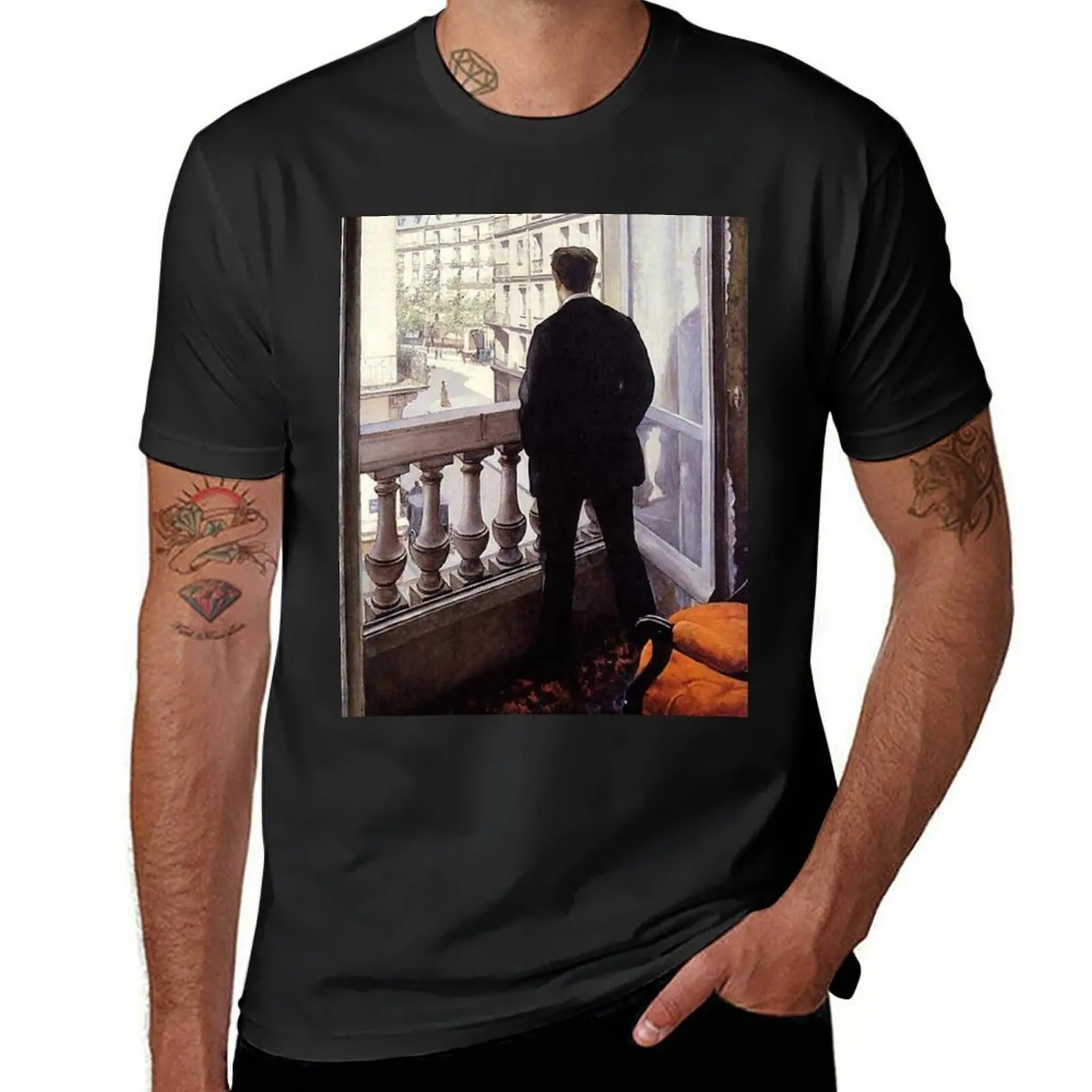 

G. Caillebotte - Jeune homme à la fenêtre T-Shirt heavyweights summer top oversized t shirts for men