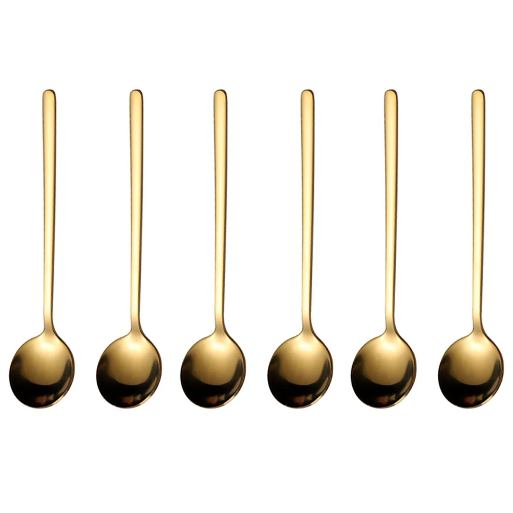 

6pcs Stainless Spoon Set for Mixing Stirring Tea Espresso Dessert Milk Sugar Ice Cream Seasoning Home