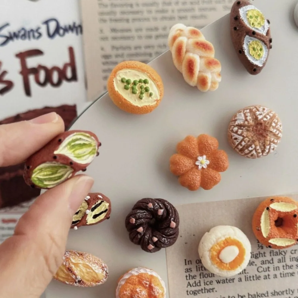 24PCS Simulation Alkali Water Bread Push Pin Cute Plastic Felt Board Push Pin Cartoon Soft Wood Board Push Pin Office