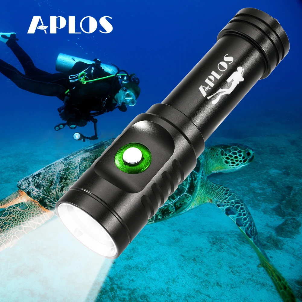 Aplos AP01 1050 Lumen Duiken Zaklamp XM-L2 5000K Led Scuba Dive Licht, IPX8 Waterdichte Onderwater 100M Oplaadbare Zaklamp