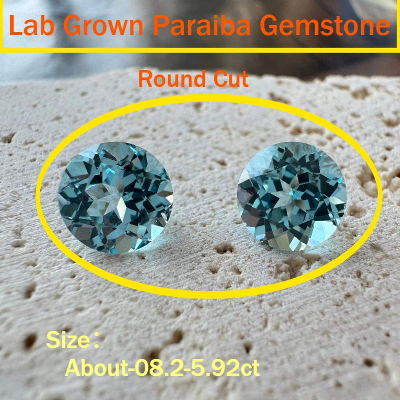 

Lab Grown Paraiba Gemstone Round Cut Neon Blue Synthetic Tourmaline Loose for Jewelry Setting&Custom Selectable Certificate